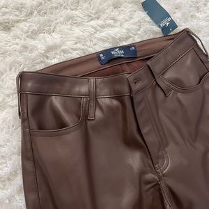 Hollister brown flare, leather pants